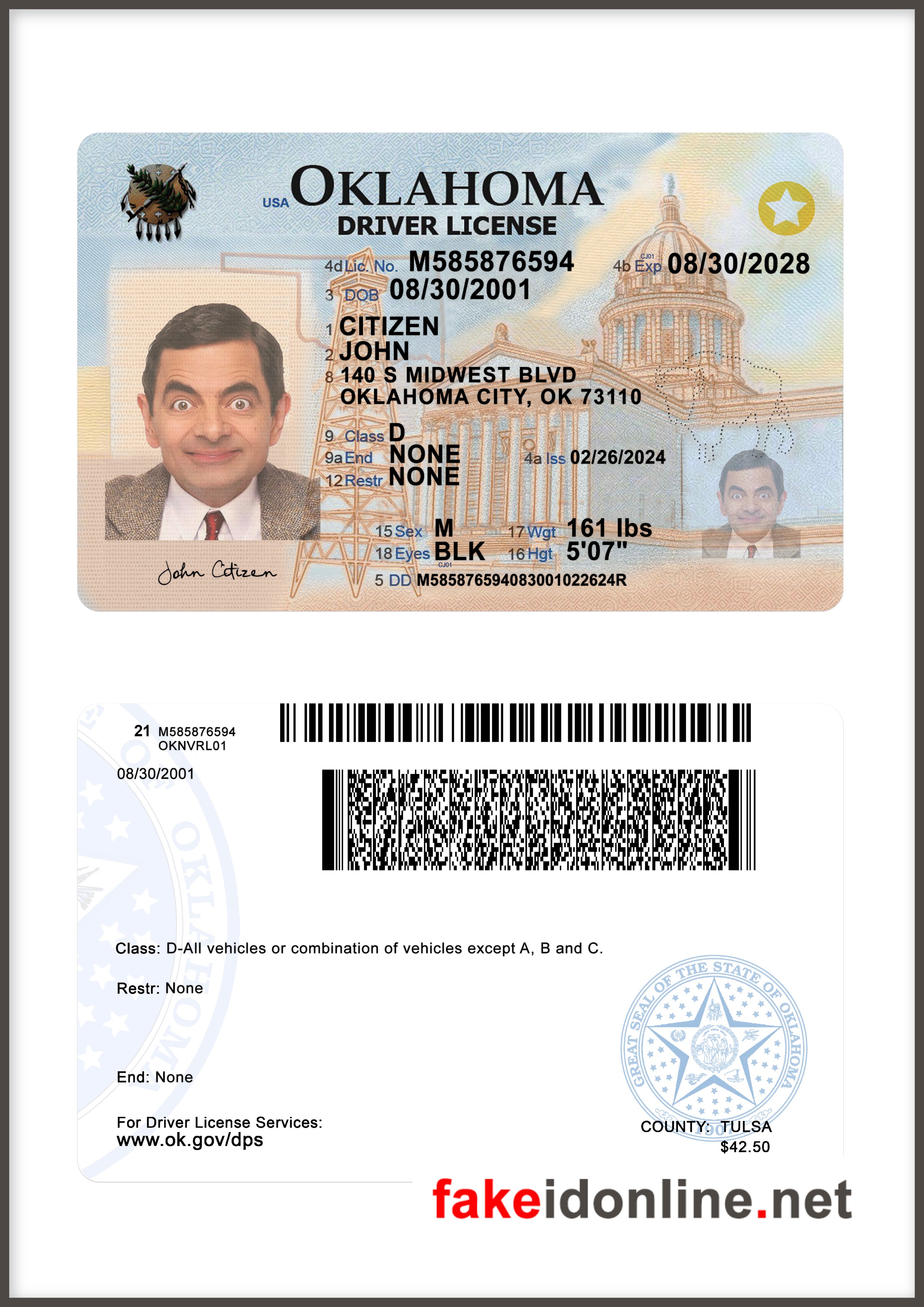 Oklahoma Driver License New 1200dpi